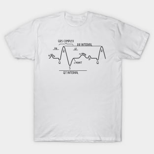 Hand Drawn Normal Electrocardiogram Black T-Shirt